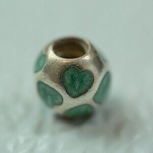 Pandora Love You Enamel Teal Blue & Silver Heart Charm